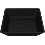 VIGO Roma Glass Square Vessel Bathroom Sink/Basin with Rounded Edges & Deep Bowl, Black
