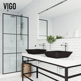 VIGO Roma Glass Square Vessel Bathroom Sink/Basin with Rounded Edges & Deep Bowl, Black image 6