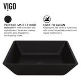 VIGO Roma MatteShell Matte Black Bathroom Sink/Basin Set with Lexington Faucet and Glass Square Vessel image 5