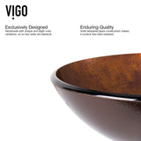 VIGO Round Glass Vessel Bathroom Sink/Basin with Deep Bowl, Russet image 4