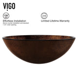 VIGO Round Glass Vessel Bathroom Sink/Basin with Deep Bowl, Russet image 5