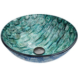 VIGO Round Glass Vessel Bathroom Sink/Basin with Scratch-Resistant Surface, Oceania