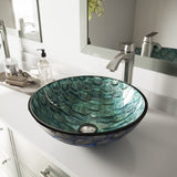 VIGO Round Glass Vessel Bathroom Sink/Basin with Scratch-Resistant Surface, Oceania image 5