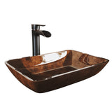 VIGO Russet Glass 18-in Red/Brown Bathroom Sink/Basin Set with Niko Faucet and Rectangular Vessel