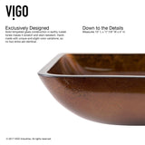 VIGO Russet Glass 18-in Red/Brown Bathroom Sink/Basin Set with Niko Faucet and Rectangular Vessel image 6