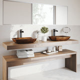 VIGO Russet Glass 18-in Red/Brown Bathroom Sink/Basin Set with Niko Faucet and Rectangular Vessel image 8