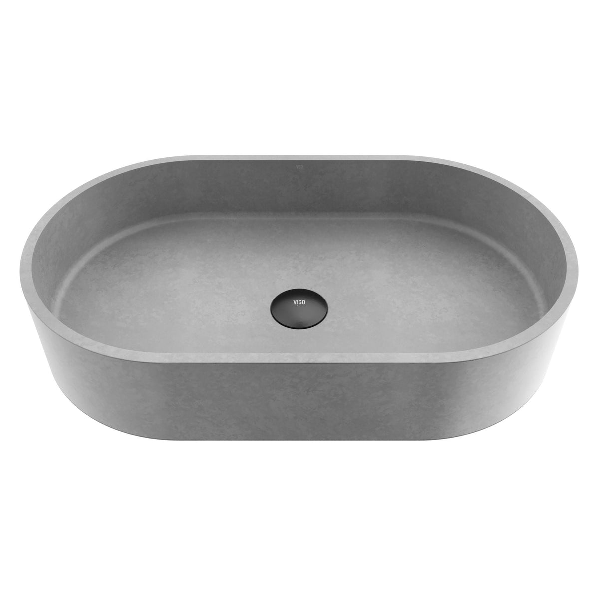 VIGO Sagrada Gothic ConcretoStone 24x14-in Deep Grey Bathroom Sink/Basin with Rectangular Vessel