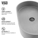 VIGO Sagrada Gothic ConcretoStone 24x14-in Deep Grey Bathroom Sink/Basin with Rectangular Vessel image 4