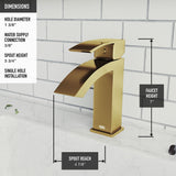 VIGO Satro Single Handle Single Hole Bathroom Sink Faucet, WaterSense Certified, Matte Gold image 4