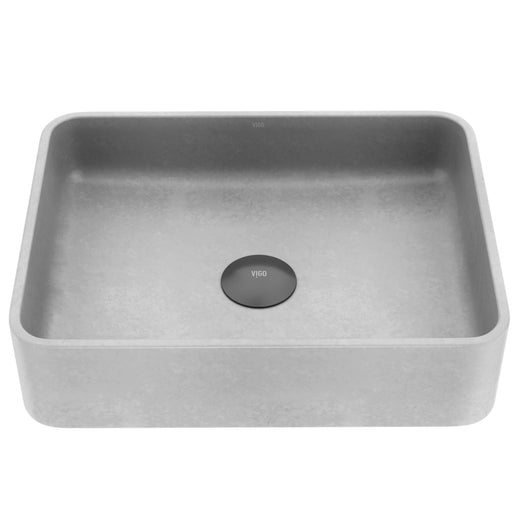VIGO Segovia Gothic ConcretoStone 16x12-in Deep Grey Bathroom Sink/Basin with Rectangular Vessel