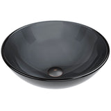 VIGO Sheer Glass Round Vessel Bathroom Sink/Basin with Deep Bowl, Black