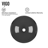 VIGO Sheer Glass Round Vessel Bathroom Sink/Basin with Deep Bowl, Black image 3