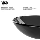 VIGO Sheer Glass Round Vessel Bathroom Sink/Basin with Deep Bowl, Black image 4