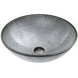 VIGO Simply Glass Round Vessel Bathroom Sink/Basin with Deep Bowl, Gray