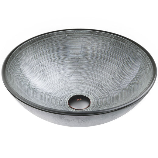 VIGO Simply Glass Round Vessel Bathroom Sink/Basin with Deep Bowl, Gray