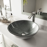 VIGO Simply Glass Round Vessel Bathroom Sink/Basin with Deep Bowl, Gray image 7