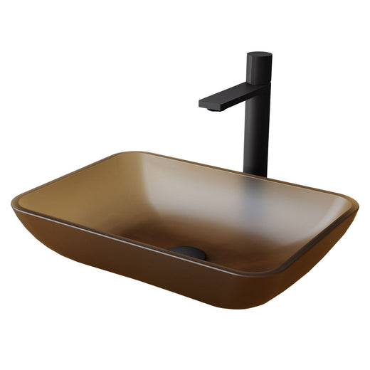 VIGO Sottile MatteShell Amber Bathroom Sink/Basin Set with Gotham Faucet and Glass Vessel