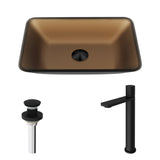 VIGO Sottile MatteShell Amber Bathroom Sink/Basin Set with Gotham Faucet and Glass Vessel image 2
