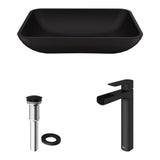 VIGO Sottile MatteShell Blue Bathroom Sink/Basin Set with Amada Faucet and Glass Rectangular Vessel image 2