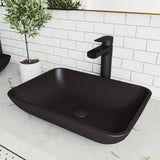 VIGO Sottile MatteShell Blue Bathroom Sink/Basin Set with Amada Faucet and Glass Rectangular Vessel image 3