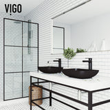 VIGO Sottile MatteShell Blue Bathroom Sink/Basin Set with Amada Faucet and Glass Rectangular Vessel image 4