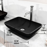 VIGO Sottile MatteShell Matte Black Bathroom Sink/Basin Set with Cass Faucet and Glass Rectangular Vessel image 5
