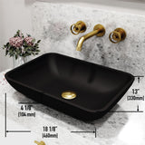 VIGO Sottile MatteShell Matte Black Bathroom Sink/Basin Set with Cass Wall Mount Faucet and Glass Rectangular Vessel image 3