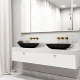 VIGO Sottile MatteShell Matte Black Bathroom Sink/Basin Set with Cass Wall Mount Faucet and Glass Rectangular Vessel image 8