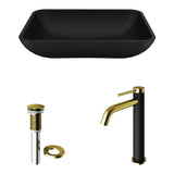 VIGO Sottile MatteShell Matte Black Bathroom Sink/Basin Set with Lexington Faucet and Glass Rectangular Vessel image 2