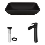 VIGO Sottile MatteShell Matte Black Bathroom Sink/Basin Set with Niko Faucet and Glass Rectangular Vessel image 2