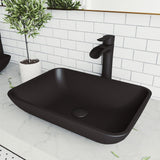 VIGO Sottile MatteShell Matte Black Bathroom Sink/Basin Set with Niko Faucet and Glass Rectangular Vessel image 5