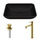 VIGO Sottile MatteShell Matte Black Bathroom Sink/Basin Set with Sterling Faucet and Glass Rectangular Vessel image 2
