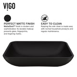 VIGO Sottile MatteShell Matte Black Bathroom Sink/Basin Set with Sterling Faucet and Glass Rectangular Vessel image 4