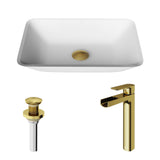 VIGO Sottile MatteShell White Bathroom Sink/Basin Set with Amada Faucet and Glass Rectangular Vessel image 2