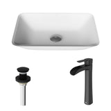 VIGO Sottile MatteShell White Bathroom Sink/Basin Set with Niko Faucet and Glass Rectangular Vessel image 2