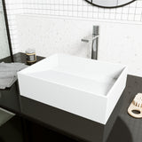 VIGO Starr Modern MatteStone 17x13-in Deep White Bathroom Sink/Basin with Rectangular Vessel image 7