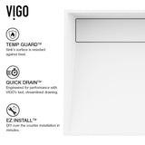 VIGO Starr Modern MatteStone 23x15-in Deep White Bathroom Sink/Basin with Rectangular Vessel image 4