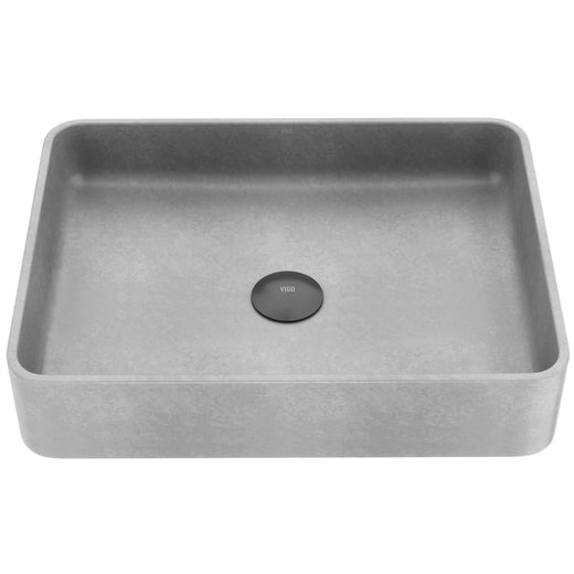 VIGO Tarragona Gothic ConcretoStone 19x14-in Deep Grey Bathroom Sink/Basin with Rectangular Vessel