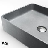 VIGO Tarragona Gothic ConcretoStone 19x14-in Deep Grey Bathroom Sink/Basin with Rectangular Vessel image 2