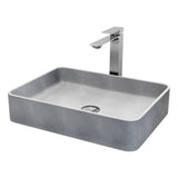 VIGO Tarragona Gothic ConcretoStone Grey Bathroom Sink/Basin Set with Dunn Faucet and Rectangular Vessel