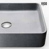 VIGO Tarragona Gothic ConcretoStone Grey Bathroom Sink/Basin Set with Dunn Faucet and Rectangular Vessel image 5