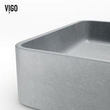 VIGO Tarragona Gothic ConcretoStone Grey Bathroom Sink/Basin Set with Dunn Faucet and Rectangular Vessel image 8