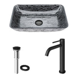 VIGO Titanium Glass Slate Grey Bathroom Sink/Basin Set with Lexington Faucet and Rectangular Vessel image 2