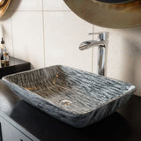 VIGO Titanium Glass Slate Grey Bathroom Sink/Basin Set with Niko Faucet and Rectangular Vessel image 5
