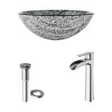 VIGO Titanium Glass Slate Grey Bathroom Sink/Basin Set with Niko Faucet and Round Vessel image 2