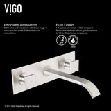 VIGO Titus Wall Mount Dual Handle Bathroom Sink Faucet, Eco-Friendly 1.2 GPM Flow Rate, Brushed Nickel image 3