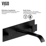 VIGO Titus Wall Mount Dual Handle Bathroom Sink Faucet, Eco-Friendly 1.2 GPM Flow Rate, Matte Black image 4