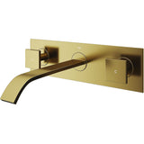 VIGO Titus Wall Mount Dual Handle Bathroom Sink Faucet, Eco-Friendly 1.2 GPM Flow Rate, Matte Brushed Gold image 2