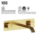 VIGO Titus Wall Mount Dual Handle Bathroom Sink Faucet, Eco-Friendly 1.2 GPM Flow Rate, Matte Brushed Gold image 3