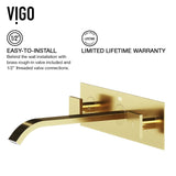 VIGO Titus Wall Mount Dual Handle Bathroom Sink Faucet, Eco-Friendly 1.2 GPM Flow Rate, Matte Brushed Gold image 4